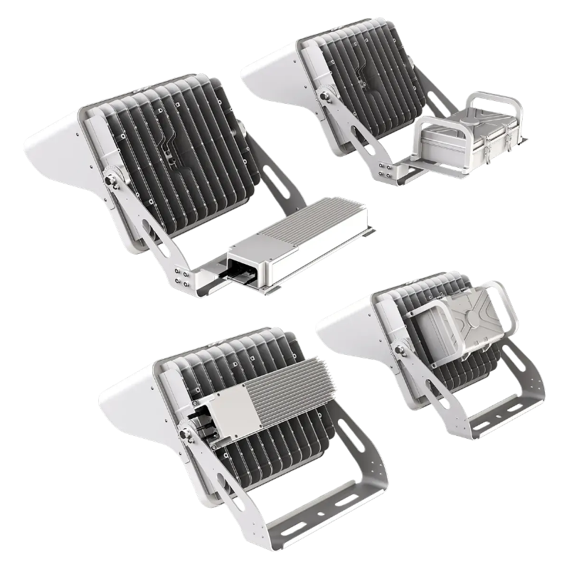 Four computer cooling fans with heat sinks on a white background