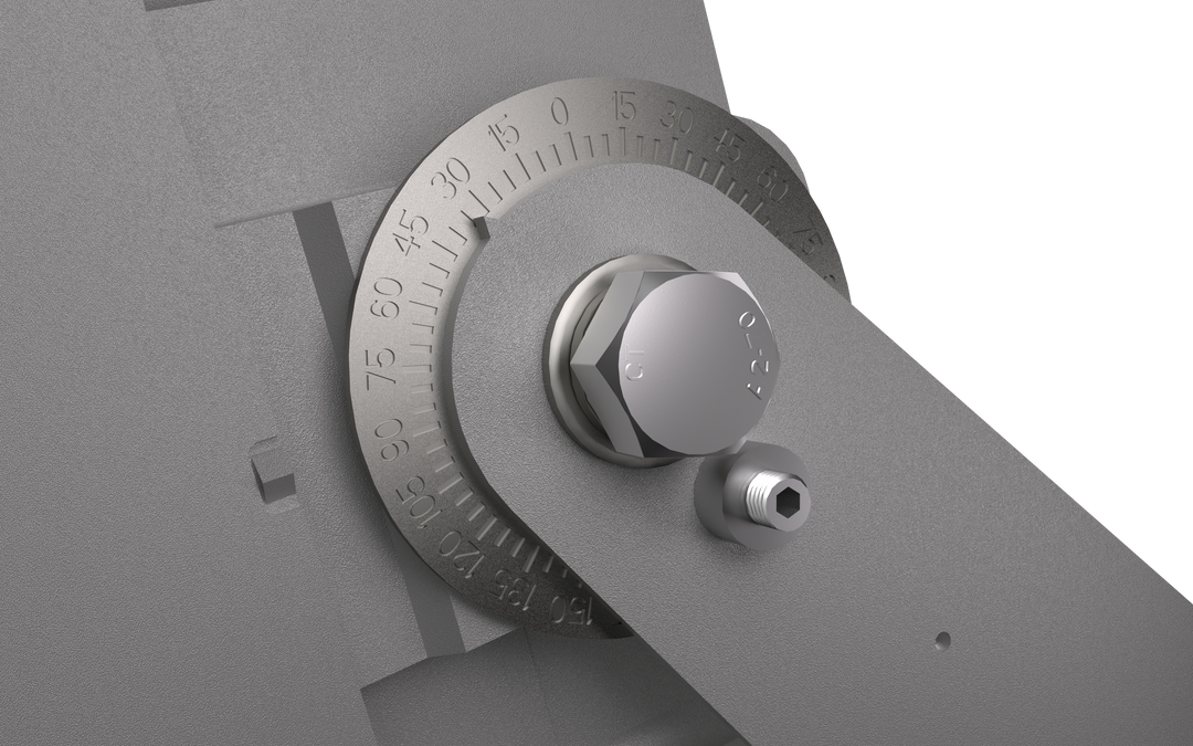 Close-up of a metal caliper with a detailed scale