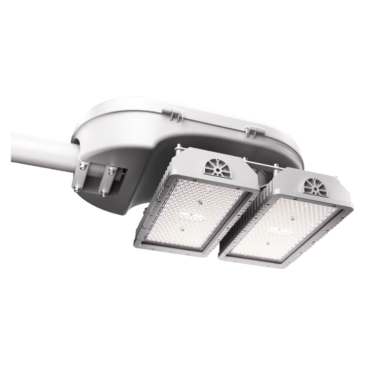 White HM01-S 800W Round High Pole Light with Tail Pole